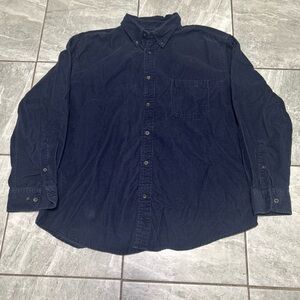 Classic St. John’s Bay Navy Corduroy Button Down Shirt Men’s XL 100% Cotton